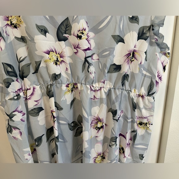 Shein Curve Women’s 4x (fits 3x) Blue Floral Short Sleeve Top NEW - Picture 5 of 8